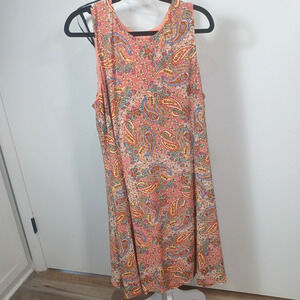 Anne Klein coral sleeveless shift Midi dress sz 16 Floral Ditsy Cottagecore